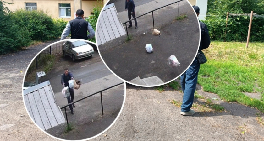 В  Ярославле мужчина выкинул из машины три мешка мусора перед подъездом и уехал