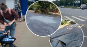 Ярославец целый месяц самостоятельно заливает дорожные ямы бетоном в Заволжском районе  
