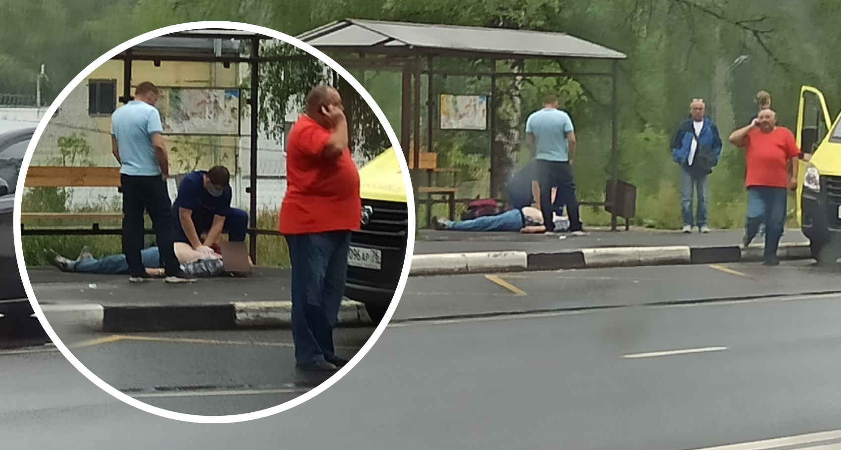 Пытаются спасти: в Ярославле на остановке у больницы лежит мужчина 