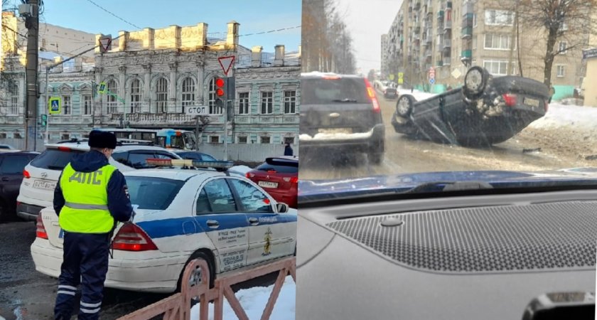 Это с какой скоростью лететь надо?: в аварии под Ярославлем машина перевернулась на крышу