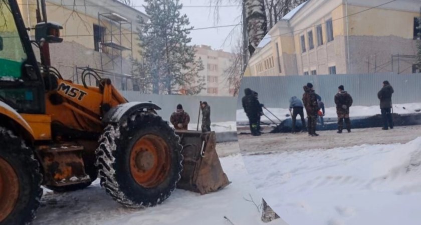 В Ярославле в разгар снегопадов рабочие укладывают асфальт