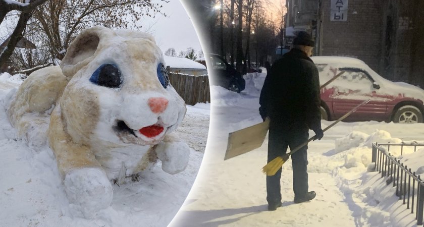 В Ярославле из снега вырос гигантский заяц