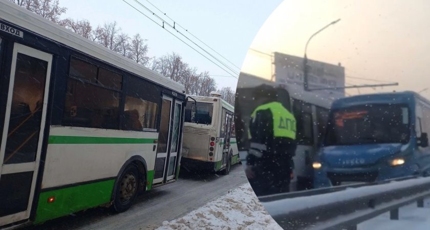 Ярославль встал в 10-балльные пробки из-за массового ДТП с автобусами