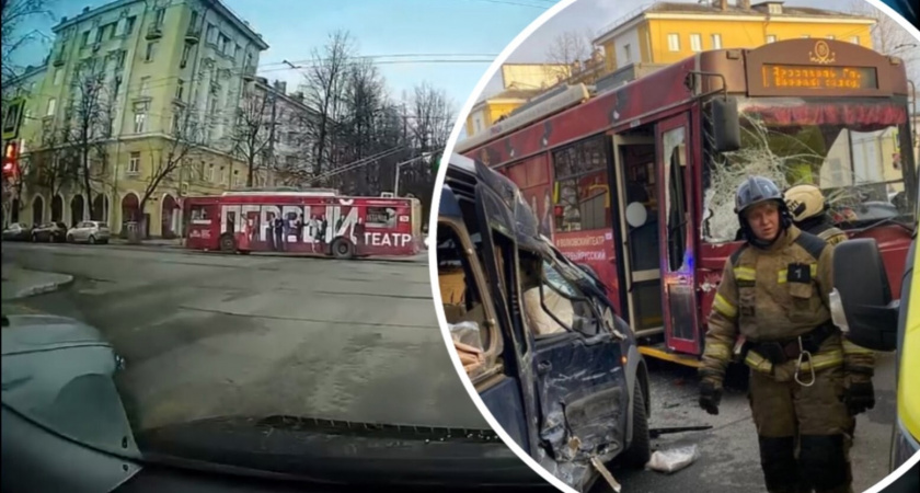 Антракт: в центре Ярославля случилось ДТП с участием театрального троллейбуса
