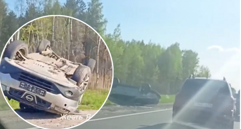 Перевернулась на крышу и опрокинуло в кювет: в ДТП под Ярославлем столкнулись две иномарки