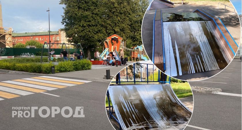 "Что на уме у вандалов": в Ярославле детскую площадку облили непонятной жидкостью