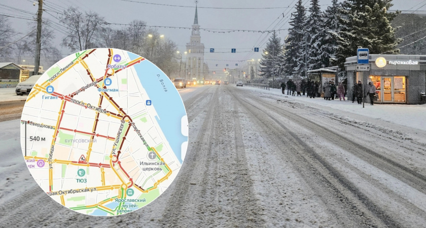 Зима пришла: Ярославль накрыло метелью и заторами на дорогах