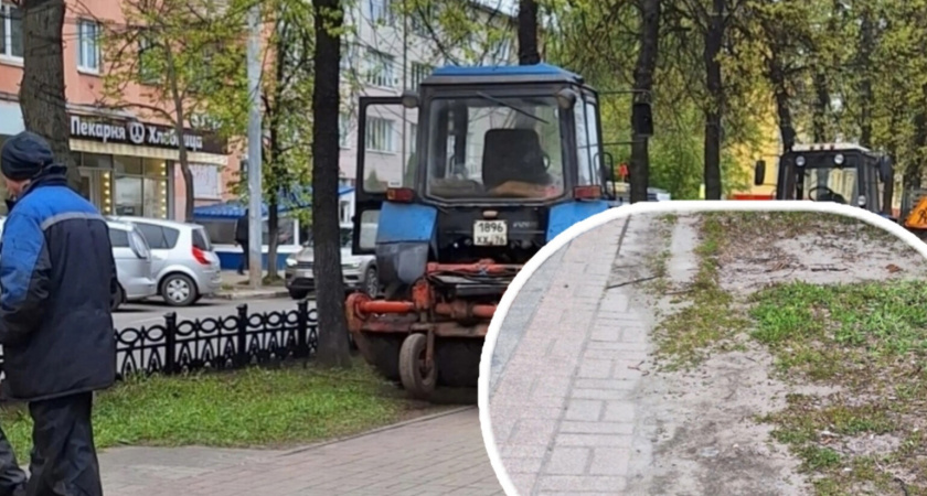 Ярославцы засняли тракторы на газонах 