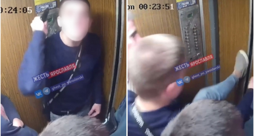 Ярославский вандал угрожал ножом камере видеонаблюдения в лифте