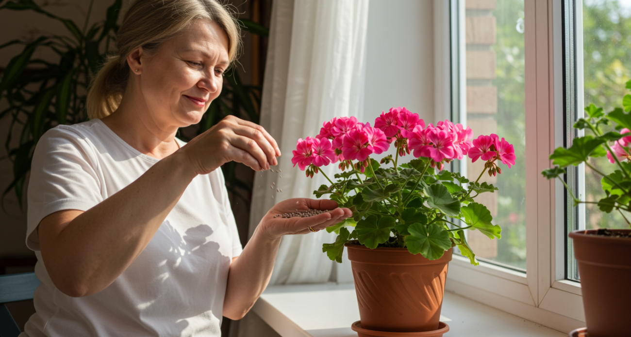 Щепотку в горшок — и герань преобразилась: листва остается зеленой, а бутоны появляются даже на молодых черенках