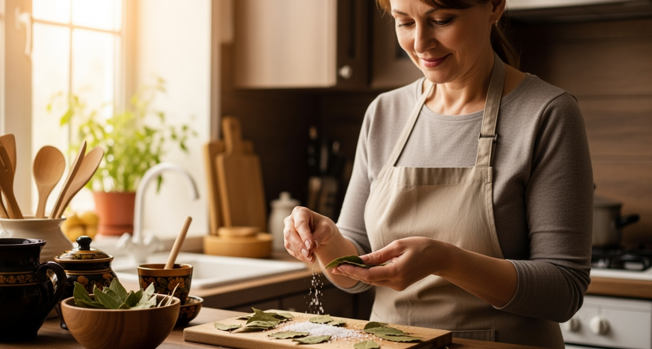 Лавровый лист смешиваю с солью — весь июнь не нарадуюсь своей находке: полезный лайфхак для всех домохозяек