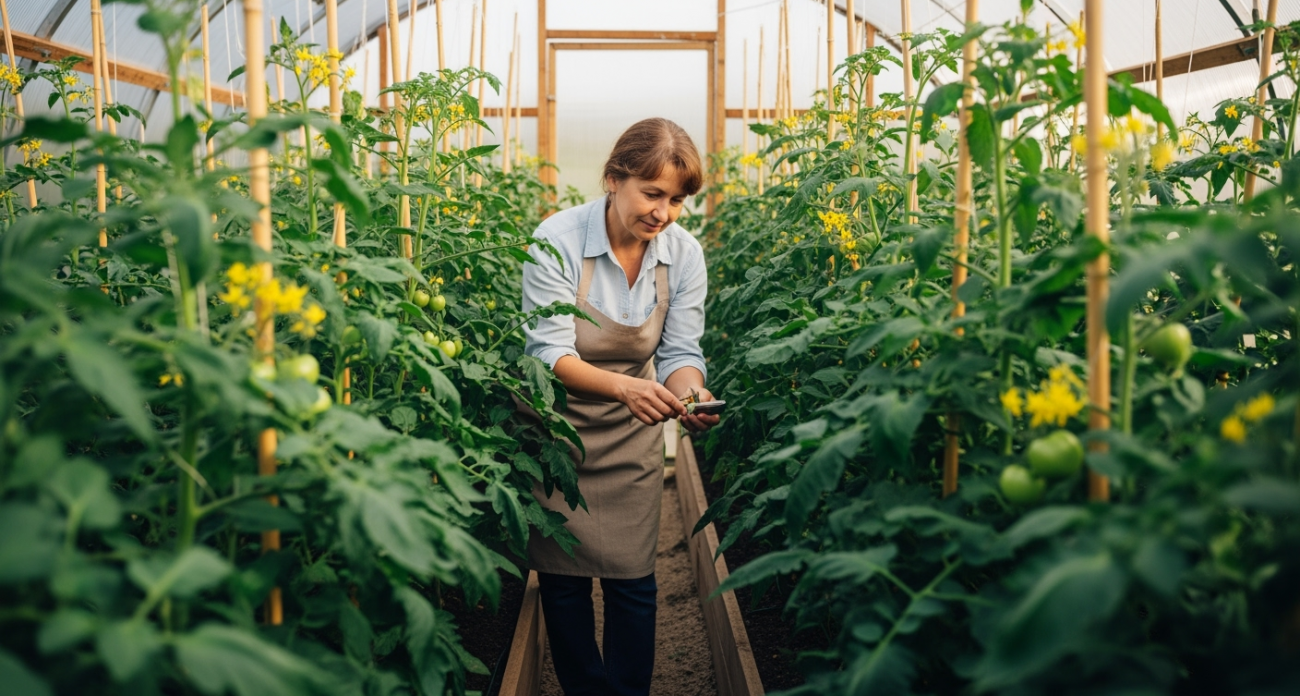Когда томаты зацвели — размещаю в теплице 1 предмет — и больше пустоцветов не будет, все кусты обильно покроются завязями
