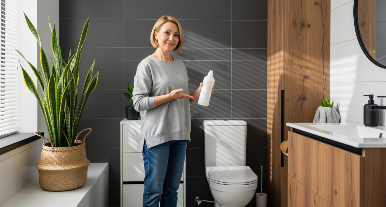 Дно унитаза отмыла за минуту, даже ершик не понадобился: заливаем и смываем — налет сам исчезает в трубе