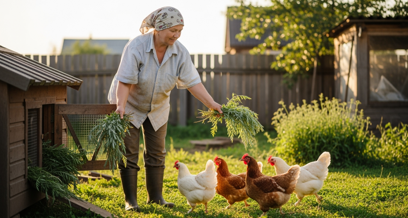Вши с кур исчезнут, сверкая пятками: закидываем 3 веточки в курятник — и облысение несушкам больше не грозит