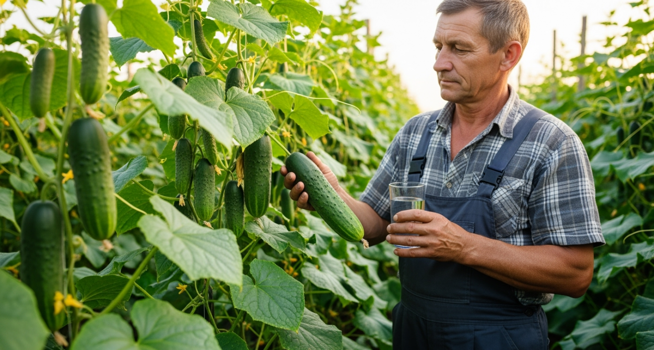 Стакан на ведро воды — и утренние заморозки огурцам не страшны: вырастают сочными, хрустящими — словно с юга привезли