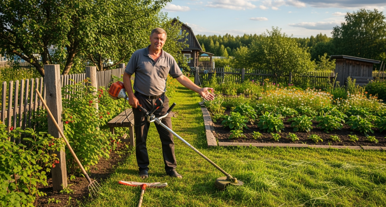 И зачем так мучиться, убери леску с триммера: дачник из деревни подсказал, как просто косить траву и не тратиться на дорогую леску