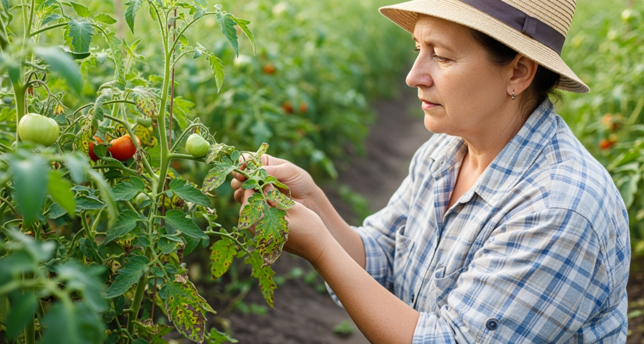 Избавляюсь от фитофторы на томатах за одну обработку в июле. Через неделю растения полностью здоровы