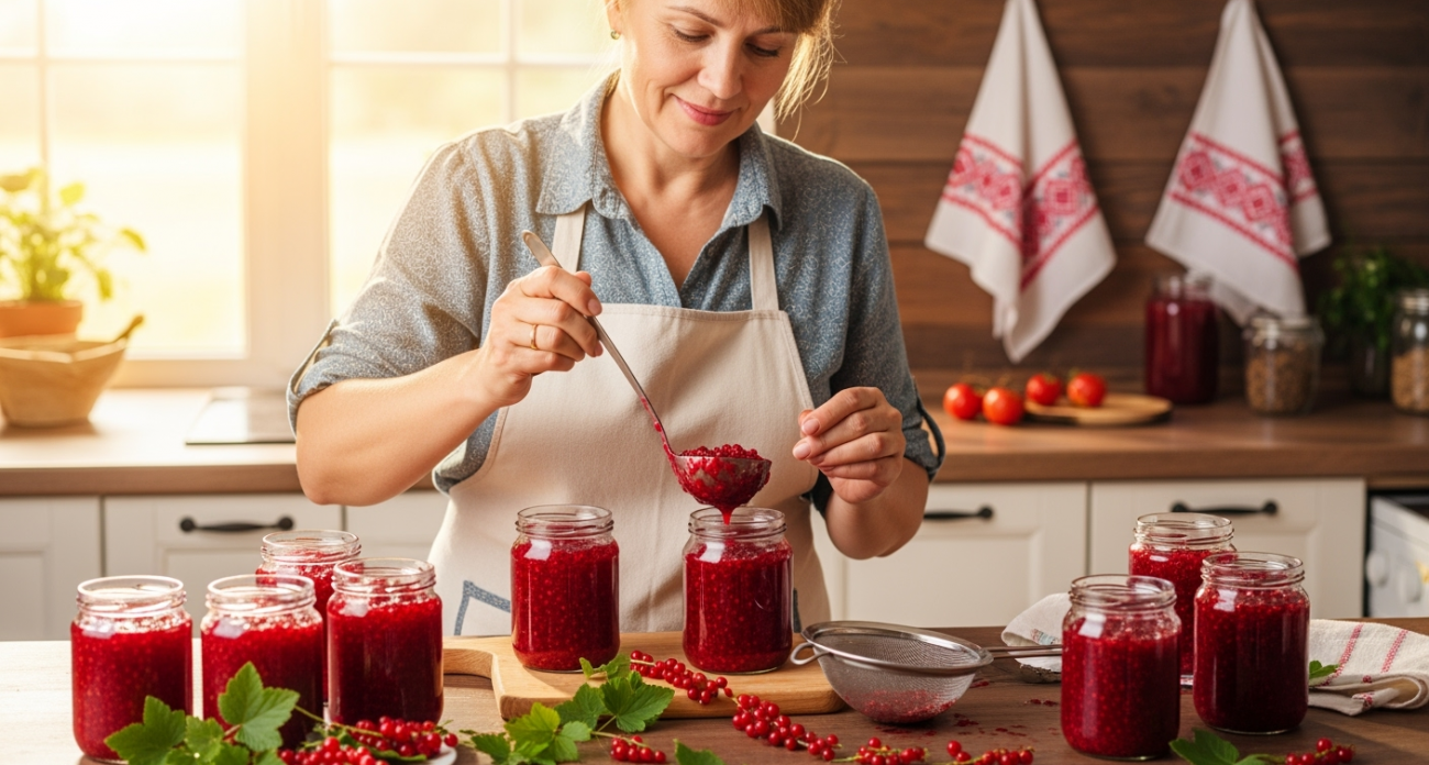 Как я готовлю джем из красной смородины: быстро, много и без косточек