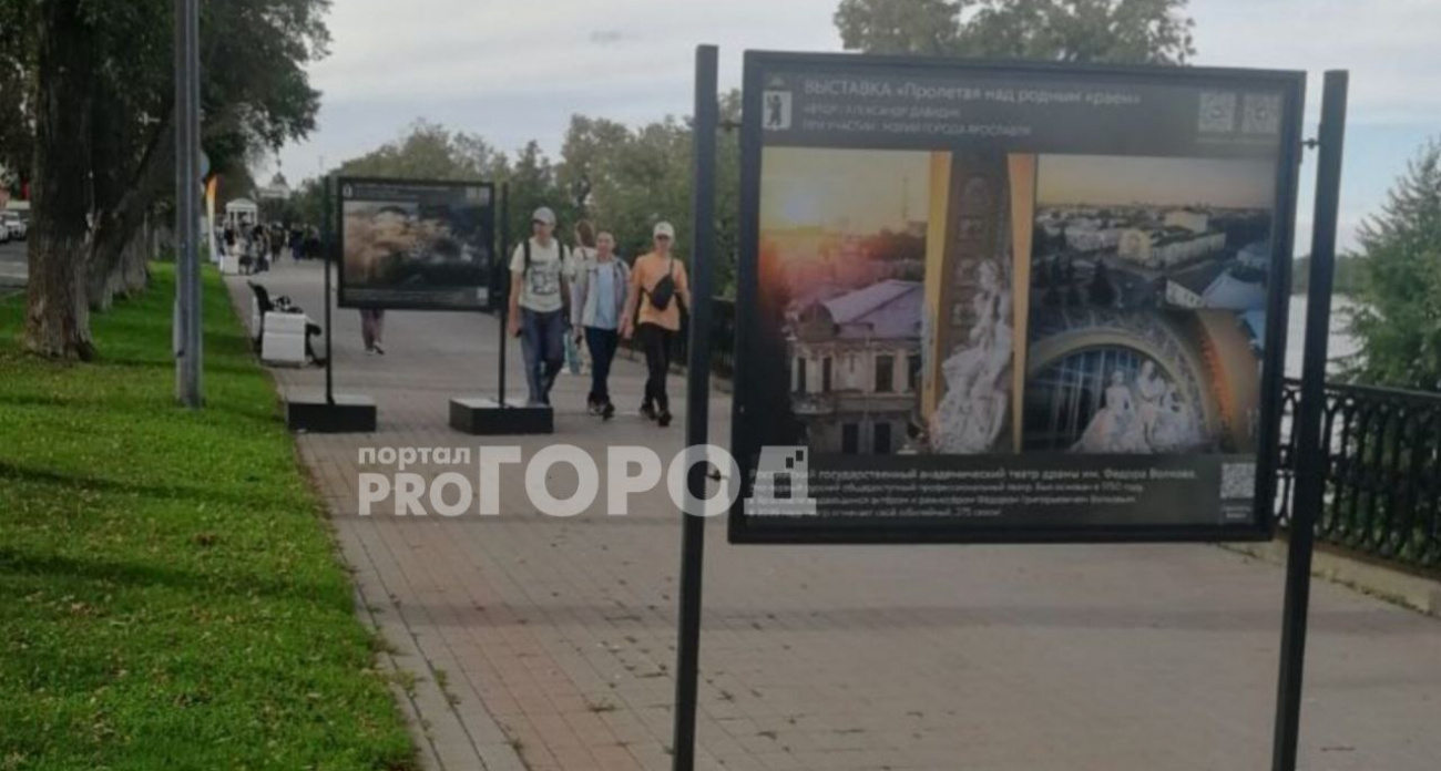  Щиты в центре Ярославля перекрыли половину тротуара на набережной
