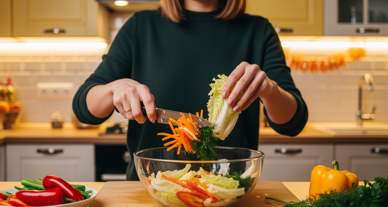 Салат с пекинской капустой к праздничному столу: всего 5 минут работы, а гости просят добавки и выпрашивают рецепт