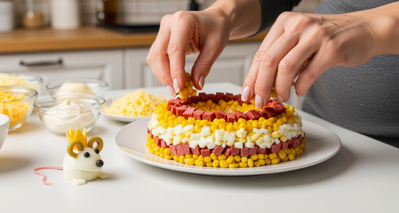 Новогодний салат Мышиный король из 3 ингредиентов и сыра - даже привереды просят добавки и выметают до крошки