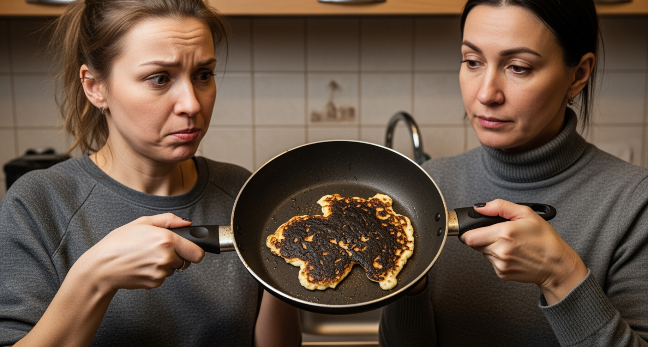 Беру два пакетика чая, заливаю горячей водой — сковорода блестит как из магазина, весь жир растворяется за минуты