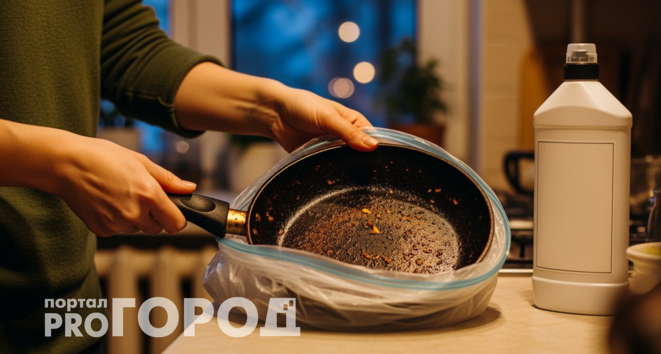 Очистится сама: просто оставьте грязную сковородку в пакете с этим средством на ночь