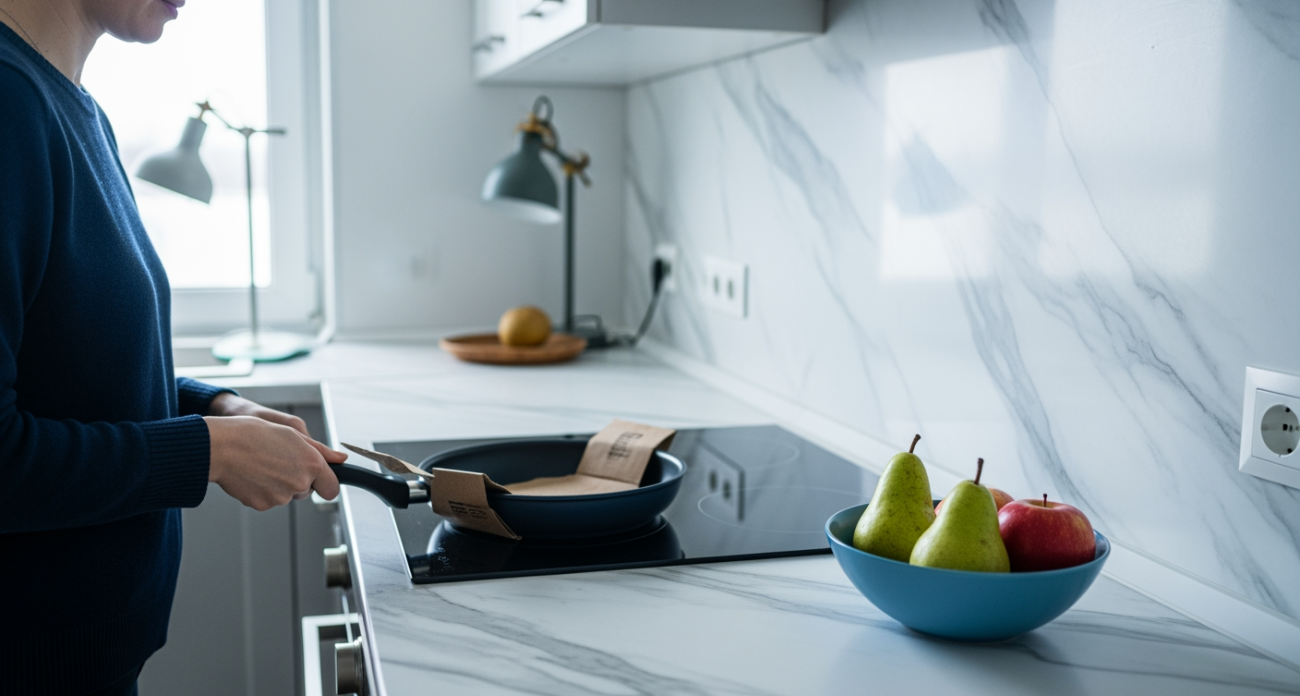 Сковороду в пакет — нагар исчезает за секунду, еда больше не пригорает, вижу свое отражение в блеске