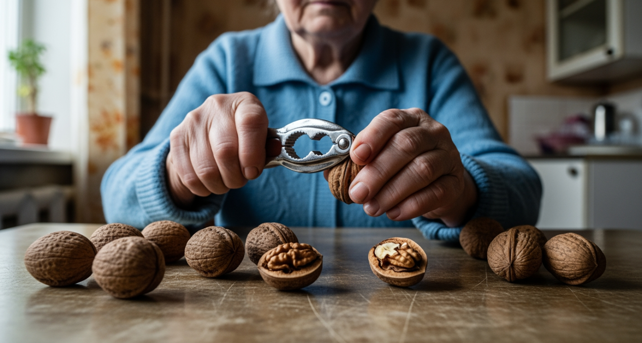 Секрет чистки грецких орехов бутылкой: целые ядра за секунду, без крошек и шелухи