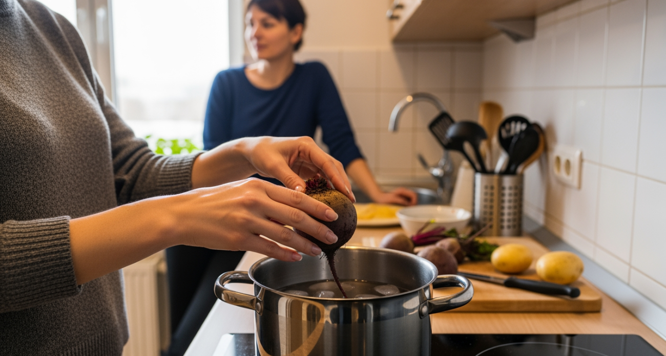Готовлю свеклу 7 минут с солью - 1 ст. л на литр: становится нежной, сладкой, без лишней влаги