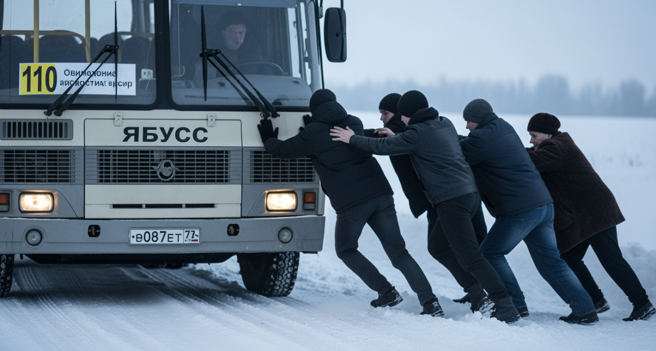 24 пассажира 25 минут выталкивали автобус: женщины царапали руки в сугробах Ярославской области