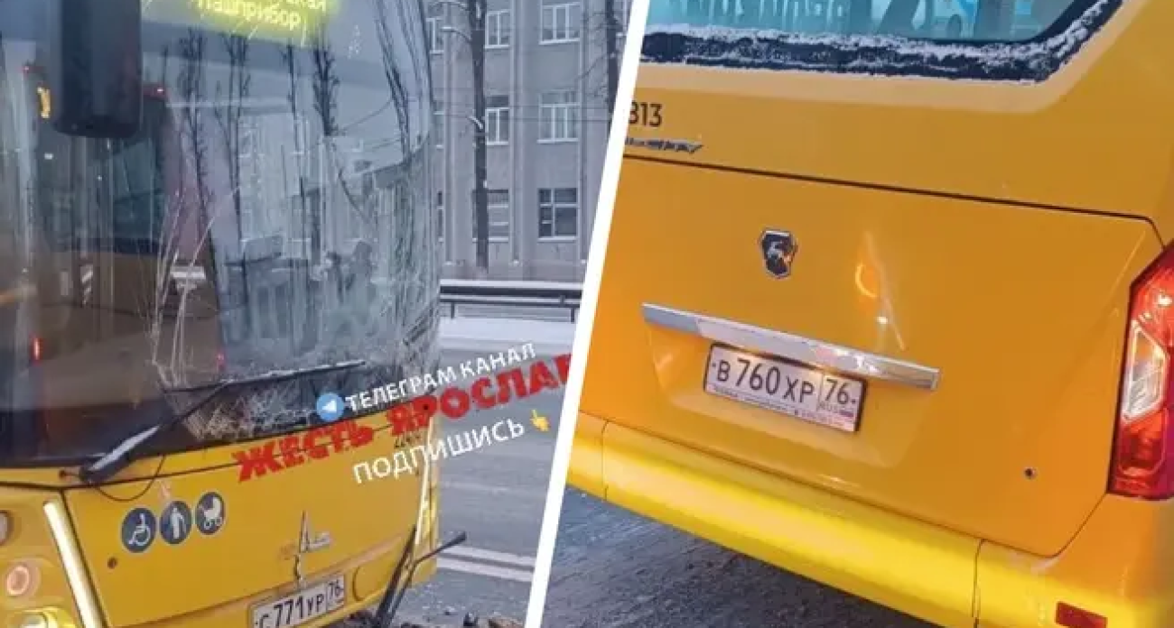 Автобусы № 13 и 94С столкнулись на гололеде в Ярославле: никто не пострадал