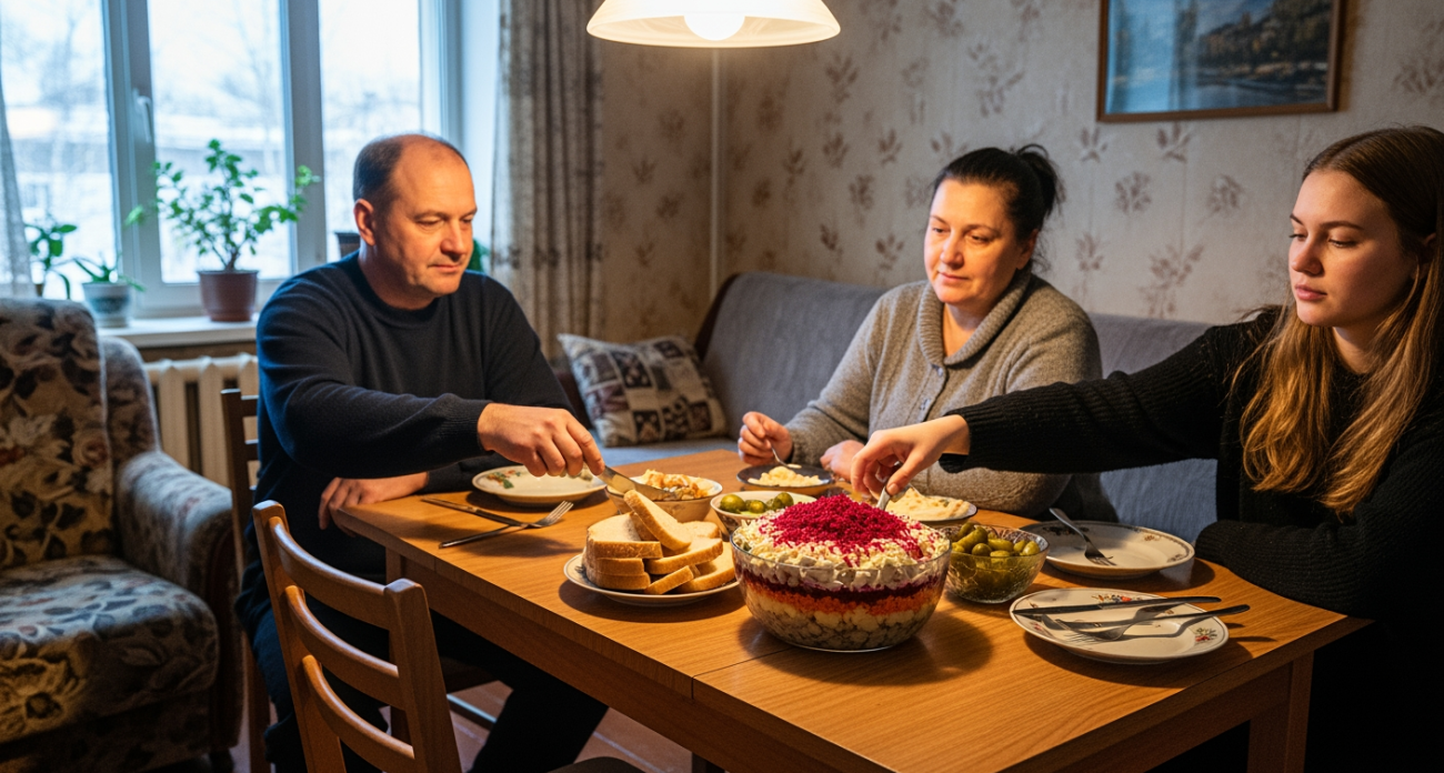 Салат из свеклы с консервами, который одинаково хорош и на будни, и на стол к гостям. Едят все подряд