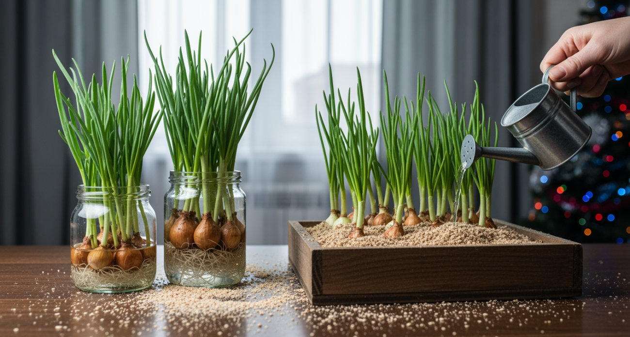 Выращиваю свежий лук на подоконнике за неделю: простой способ получать зелень круглый год без удобрений