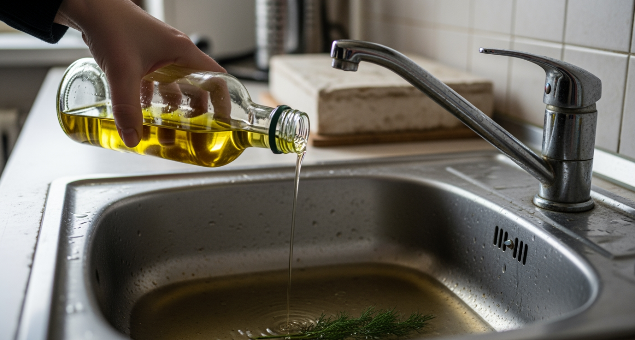 Простой трюк от соседки с растительным маслом в раковине экономит деньги и время на прочистке труб