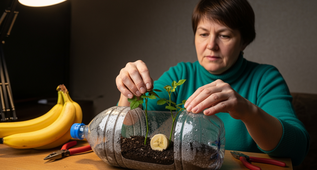 Дедовский способ укоренения роз с банкой воды даёт мощную корневую систему даже у самых капризных сортов