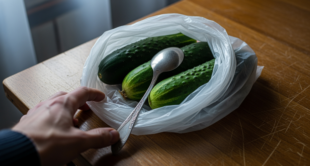 Кладу в пакет с огурцами и забываю: этот секрет сохранит их хруст и свежесть почти на три недели