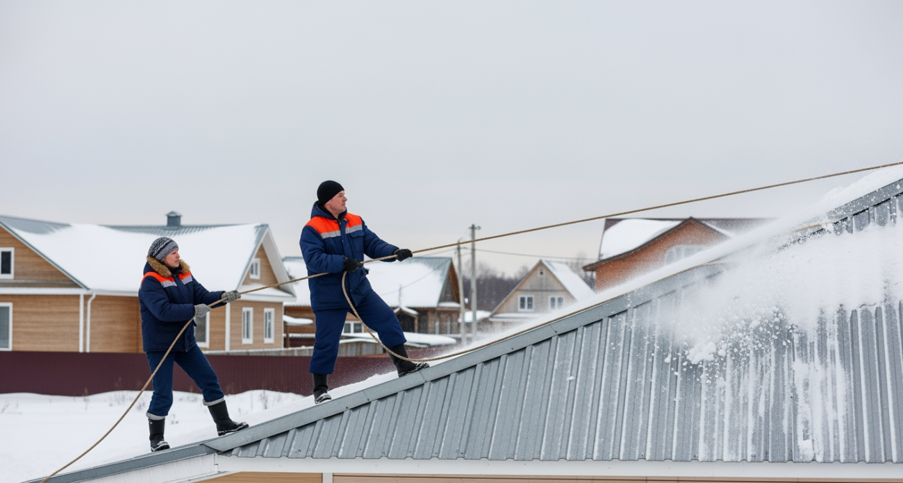 Гениальный способ очистки крыши от снега не вставая с дивана заставил соседей завидовать домашнему мастеру