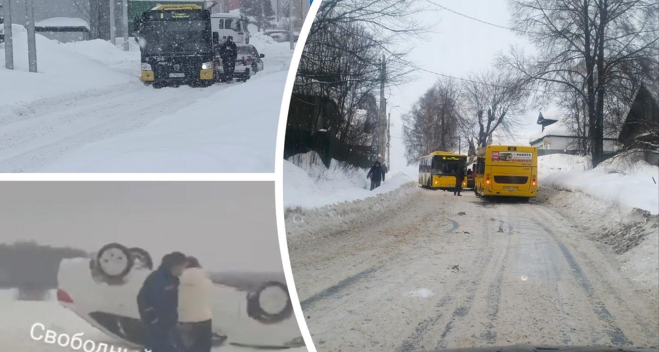 «Лада» на крыше и транспортный паралич: метель на трассе М-8 спровоцировала массовый «день жестянщика» в регионе