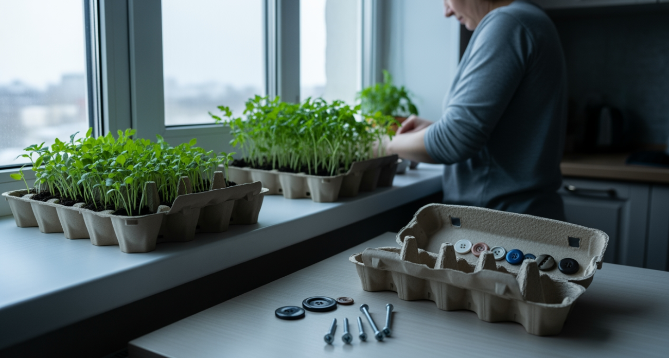 Яичные лотки превращаю в полезные вещи для дома и огорода за пару минут