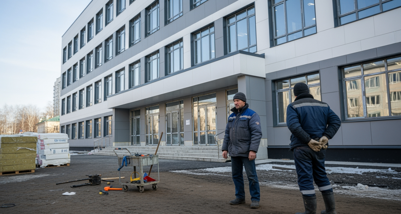 Школу в Угличе достроят без подрядчика: объект готов на 95,6%