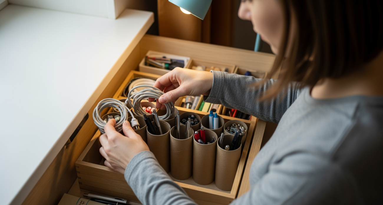 Простые втулки от туалетной бумаги заменяют дорогие органайзеры и помогают навести порядок дома