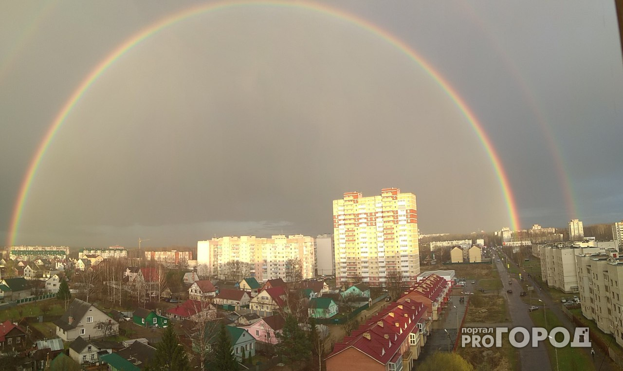 Двойная радуга над Ярославлем с высоты птичьего полета: видео
