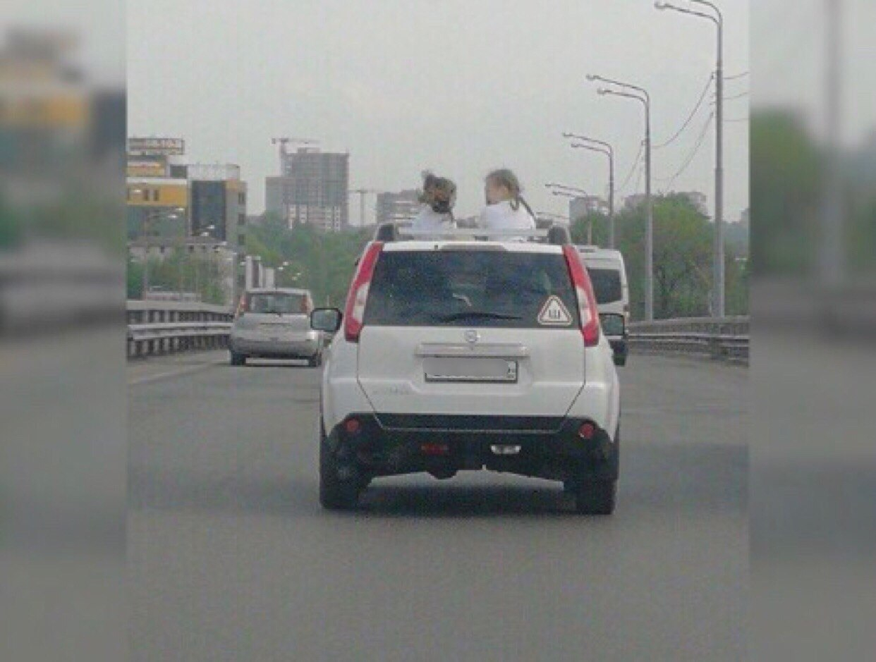 Ярославец прокатил своих детей по городу на крыше: фото