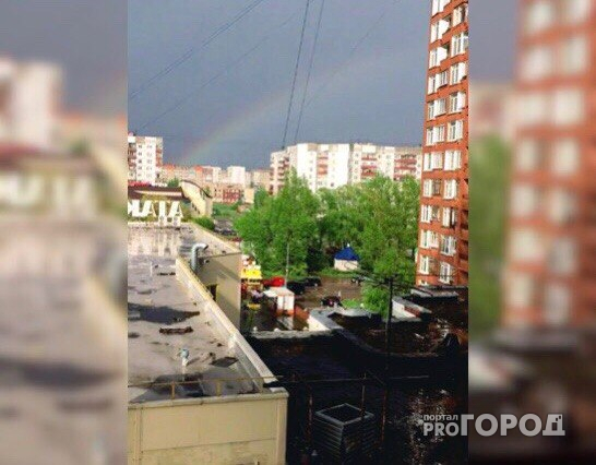 Гроза, град и радуга в Ярославле: видео
