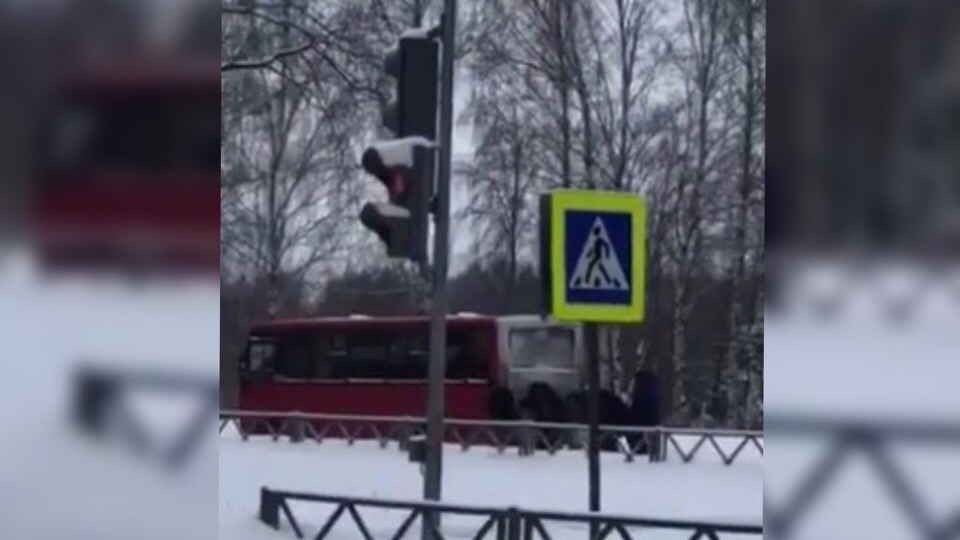 Пассажиры выталкивали маршрутку из сугроба: видео из Ярославля