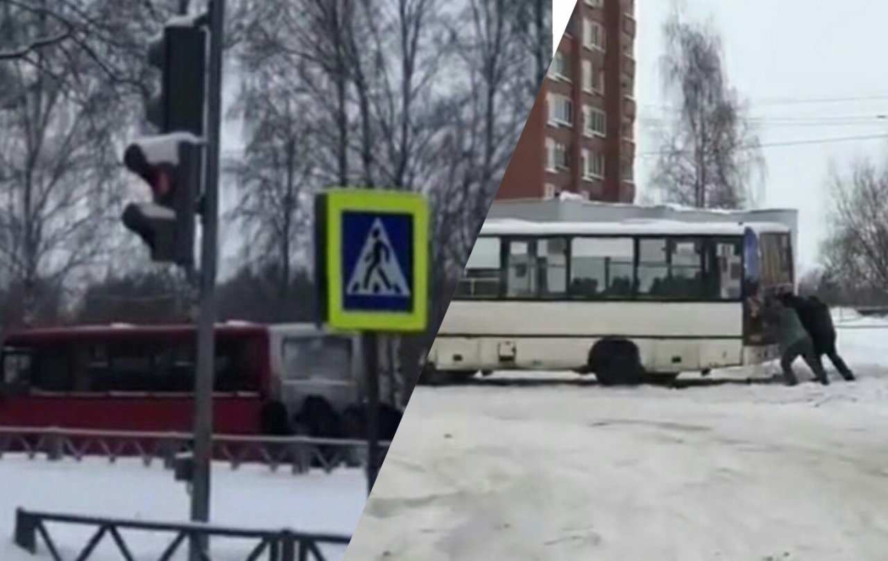 Устали толкать транспорт: в "снежном плену" оказался Ярославль. Видео