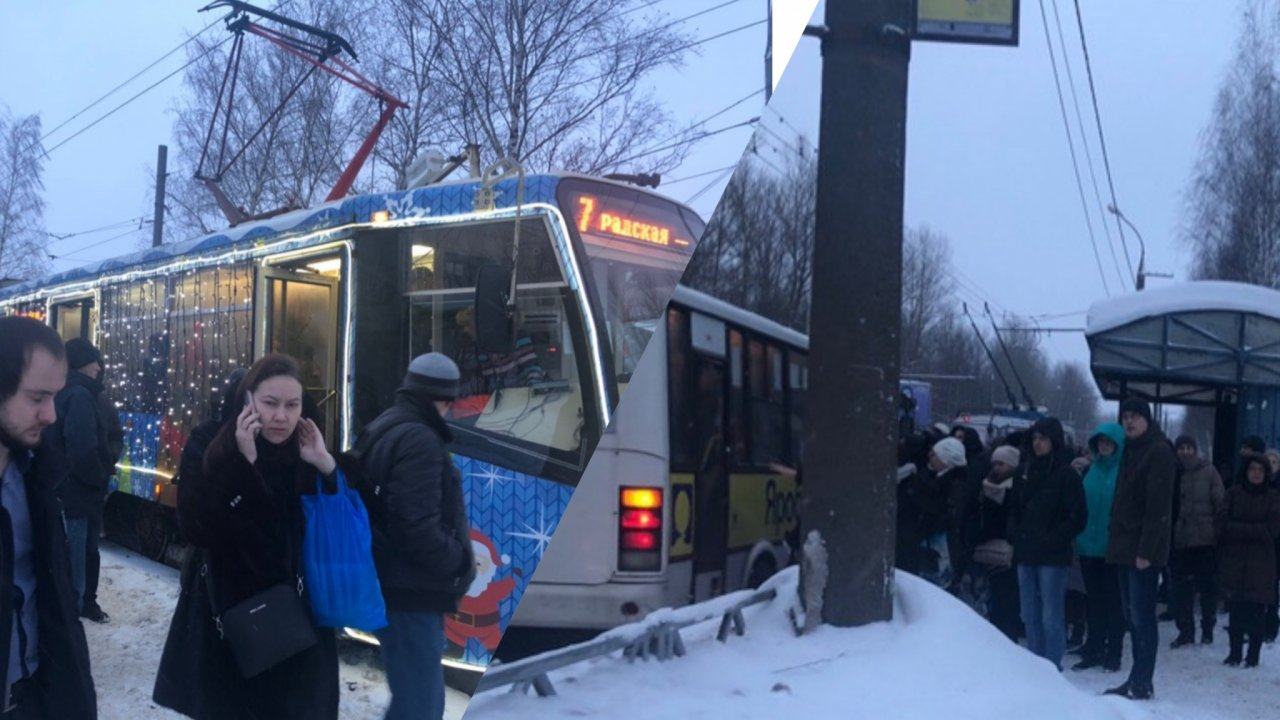Толпы на остановках: в Ярославле вновь встали трамваи