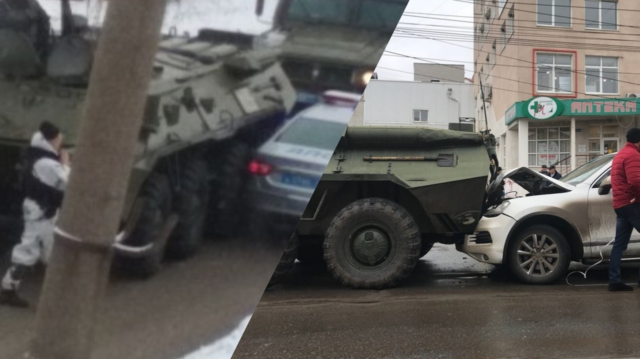 БТР-флэшмоб: военная техника таранит легковушки в городах России