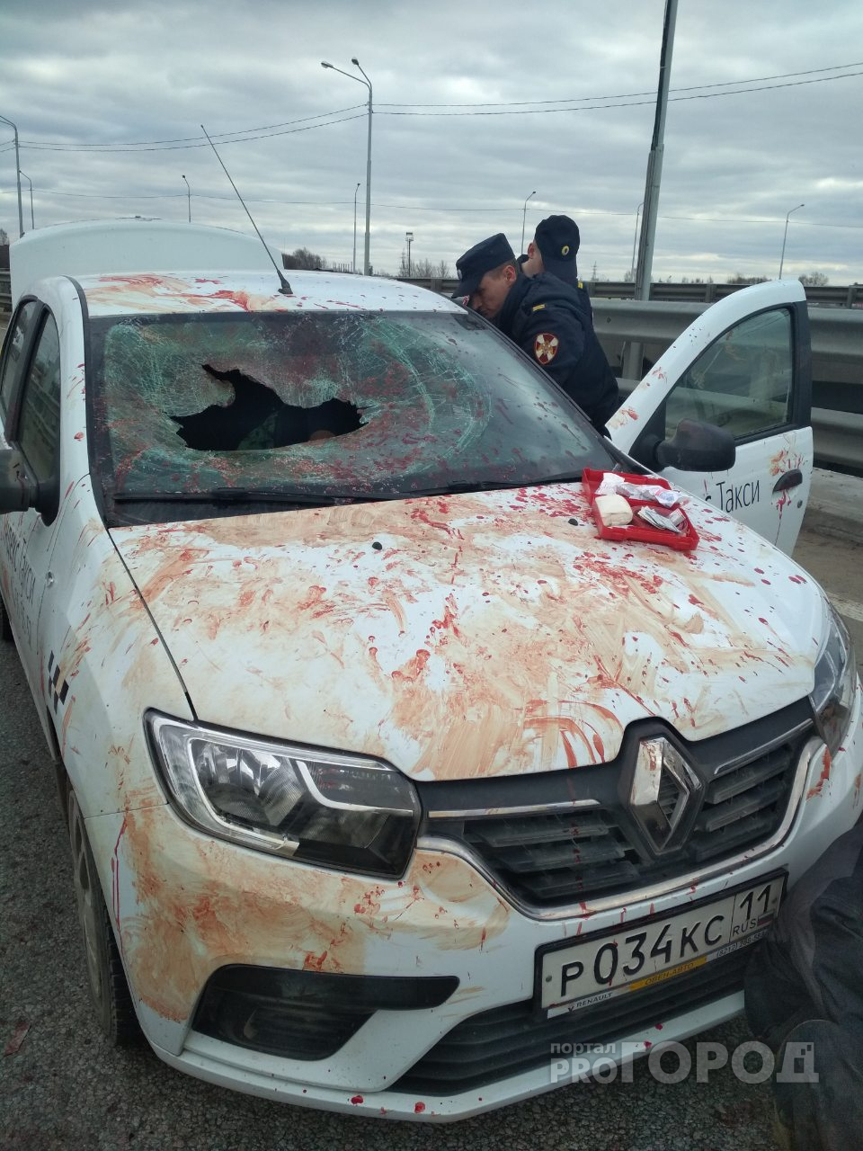 "Бил стекла и брызгал кровью": пассажир пытался добить водителя такси в Ярославле. Видео